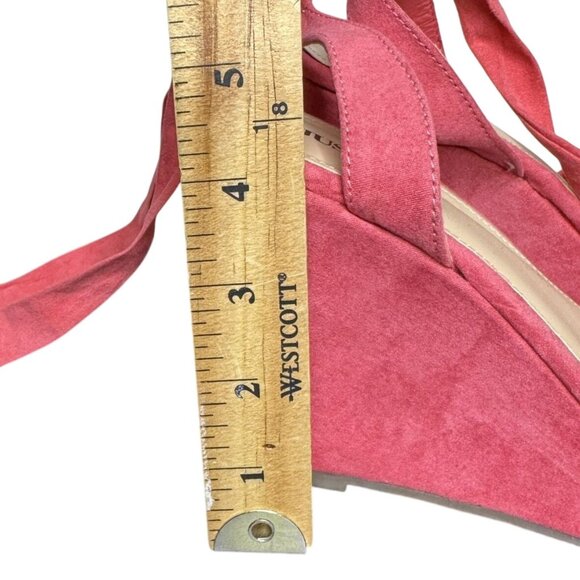 JustFab "Trina" Coral Colored Wedge Sandals, Lace-Up Tie, 4" Heel, Size 8 - Picture 10 of 10